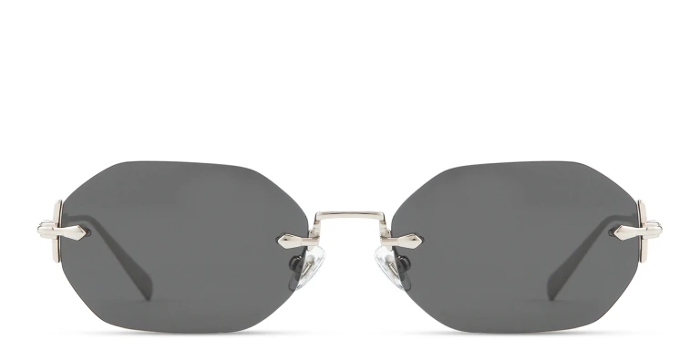 Shop EYE'M Rimless Irregular Sunglasses in Silver online.