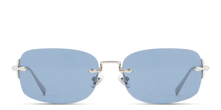 Shop EYE'M Rimless Rectangle Sunglasses in Silver online.