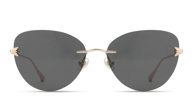 Shop EYE'M Rimless Cat-Eye Sunglasses in Gold online.