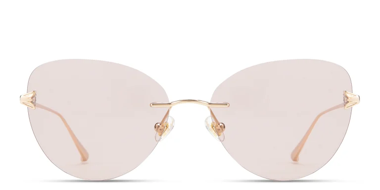 Shop EYE'M Rimless Cat-Eye Sunglasses in Gold online.