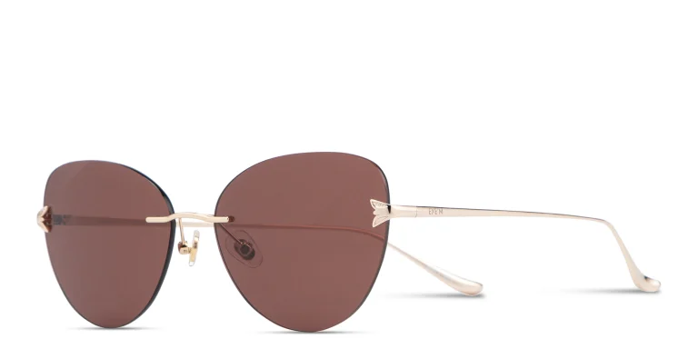 Shop EYE'M Rimless Cat-Eye Sunglasses in Gold online.