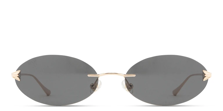Shop EYE'M Rimless Oval Sunglasses in Gold online.