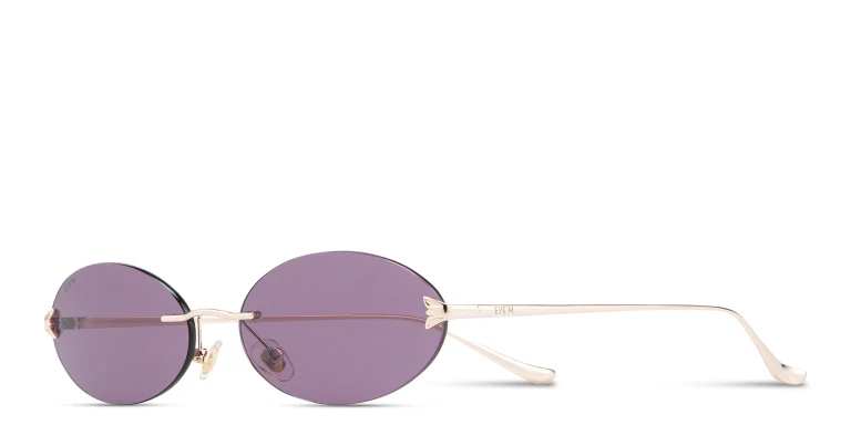 Shop EYE'M Rimless Oval Sunglasses in Gold online.