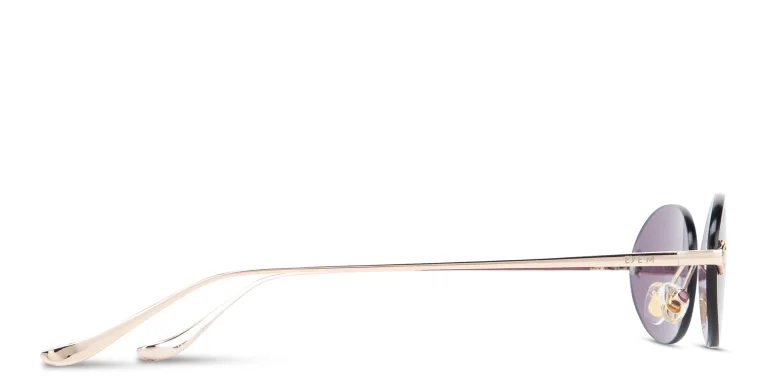Shop EYE'M Rimless Oval Sunglasses in Gold online.