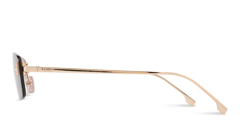 Shop FENDI Fendi First Crystals Rimless Rectangle Sunglasses in Yellow online.