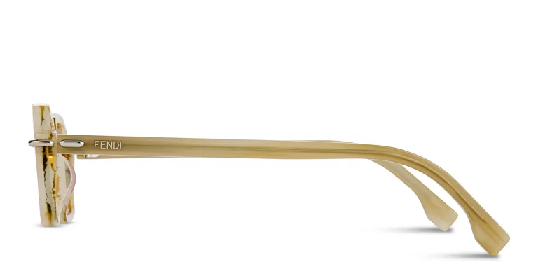 Shop FENDI Selleria Rectangle Sunglasses in Brown online.