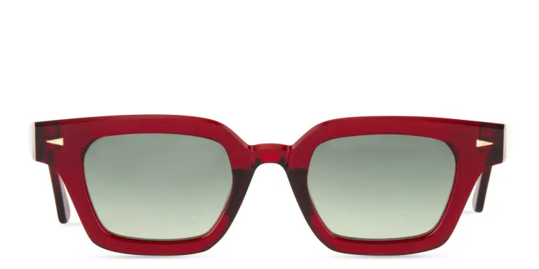 Shop AHLEM Limited Edition Boétie Rectangle Sunglasses in Burgundy online.