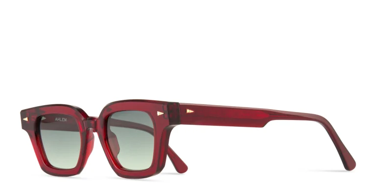 Shop AHLEM Limited Edition Boétie Rectangle Sunglasses in Burgundy online.