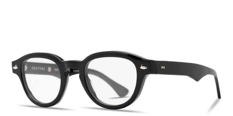 Shop SESTINI Sei E Mezzo Unisex Panthos Eyeglasses with Blue Light Filter in Black online.