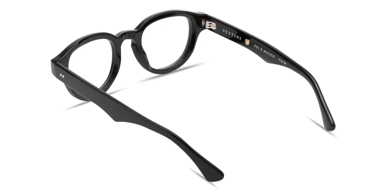 Shop SESTINI Sei E Mezzo Unisex Panthos Eyeglasses with Blue Light Filter in Black online.