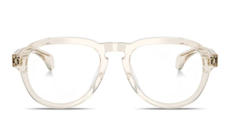 Shop Moncler Logo Signature Unisex Pilot Eyeglasses in Gold online.