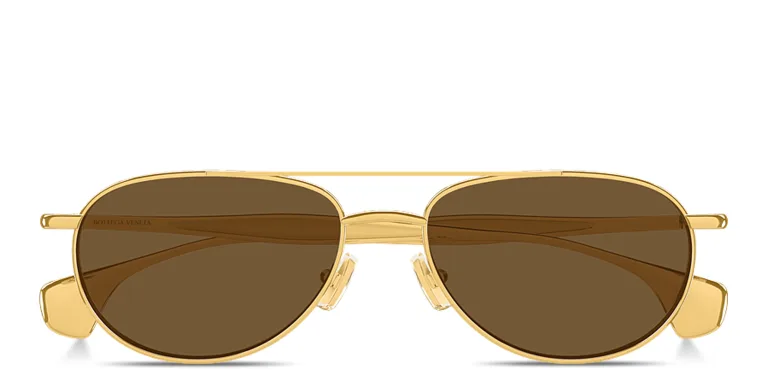 Shop BOTTEGA VENETA Fin Unisex Aviator Sunglasses in Gold online.