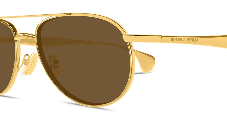 Shop BOTTEGA VENETA Fin Unisex Aviator Sunglasses in Gold online.