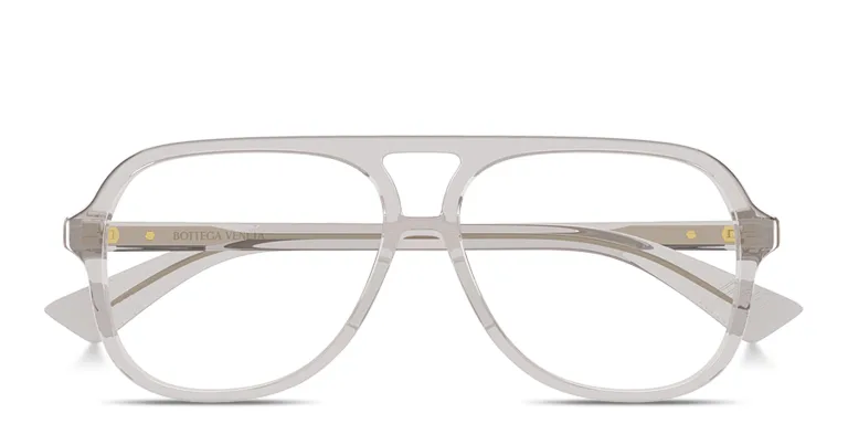 Shop BOTTEGA VENETA Ribbon Unisex Wide Pilot Eyeglasses in Grey online.