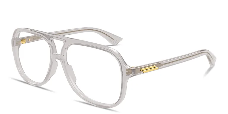 Shop BOTTEGA VENETA Ribbon Unisex Wide Pilot Eyeglasses in Grey online.