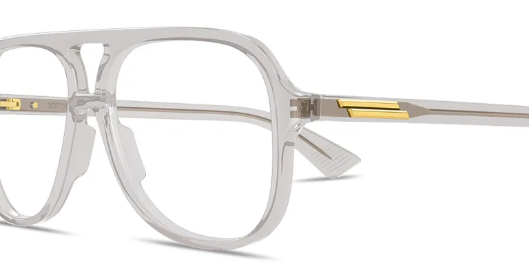 Shop BOTTEGA VENETA Ribbon Unisex Wide Pilot Eyeglasses in Grey online.