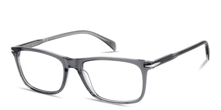 Shop DAVID BECKHAM Talisman Rectangle Eyeglasses in Grey online.