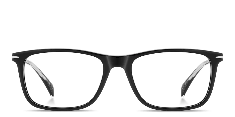 Shop DAVID BECKHAM Talisman Wide Rectangle Eyeglasses in Black online.