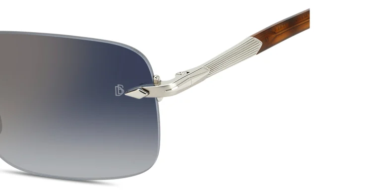 Shop DAVID BECKHAM Curator Collection Rimless Rectangle Sunglasses in Silver online.