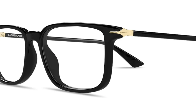 Shop MONTBLANC Nib Rectangle Eyeglasses in Black online.