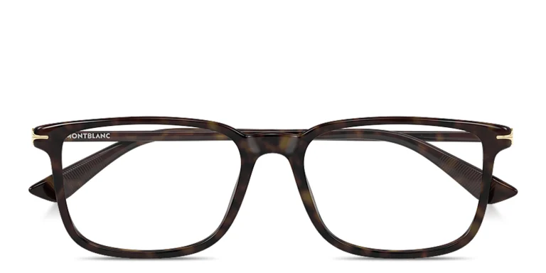 Shop MONTBLANC Nib Rectangle Eyeglasses in Havana online.