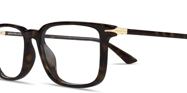 Shop MONTBLANC Nib Rectangle Eyeglasses in Havana online.