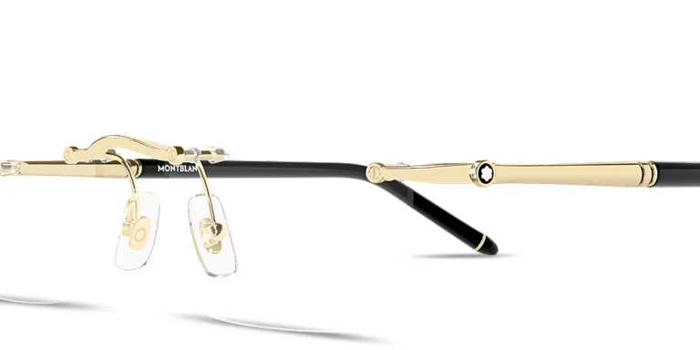 Shop MONTBLANC Meisterstück Rimless Rectangle Eyeglasses in Gold online.