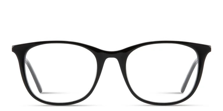 Shop EYE'M Engraved Logo Square Eyeglasses in Black online.