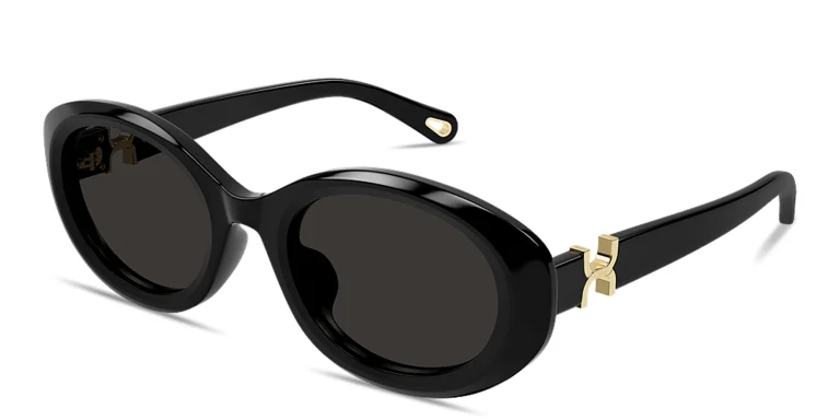 Shop Chloe Marcie Oval Sunglasses in Black online.
