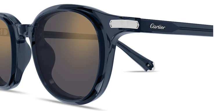 Shop Cartier Première de Cartier Unisex Round Sunglasses in Blue online.