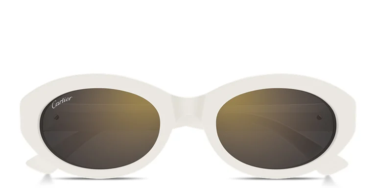 Shop Cartier Double C de Cartier Oval Sunglasses in White online.