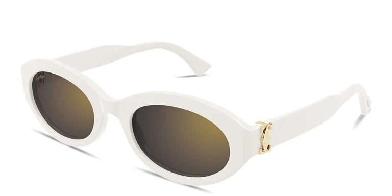 Shop Cartier Double C de Cartier Oval Sunglasses in White online.