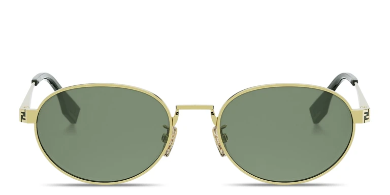 Shop FENDI Sky Oval Sunglasses in Gold online.