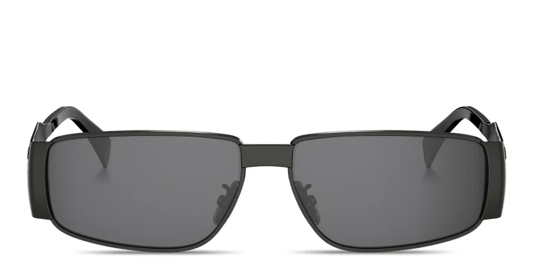 Shop CELINE Metal Triomphe Rectangular Sunglasses in Gunmetal online.