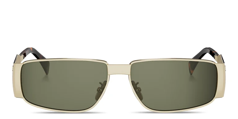 Shop CELINE Metal Triomphe Rectangular Sunglasses in Gold online.