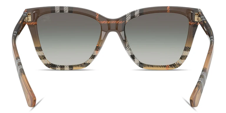 Shop BURBERRY Check Square Sunglasses in Brown online.
