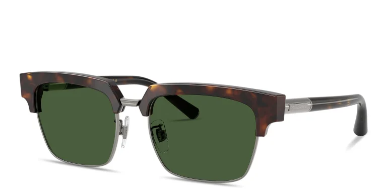 Shop Dolce & Gabbana Engraved Logo Square Sunglasses in Havana online.