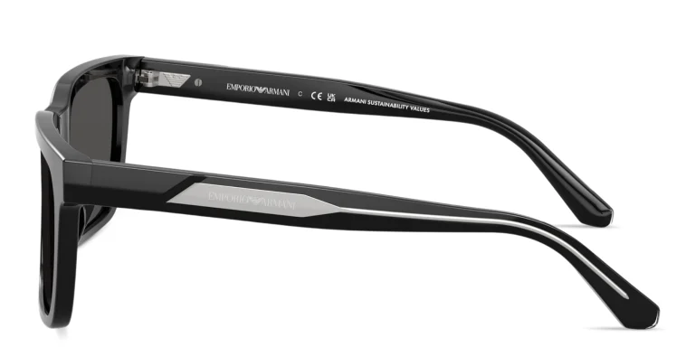 Shop Emporio Armani Logo Signature Square Sunglasses in Black online.