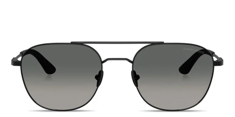 Shop GIORGIO ARMANI Engraved Logo Rectangle Sunglasses in Gunmetal online.