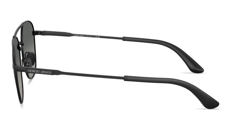 Shop GIORGIO ARMANI Engraved Logo Rectangle Sunglasses in Gunmetal online.