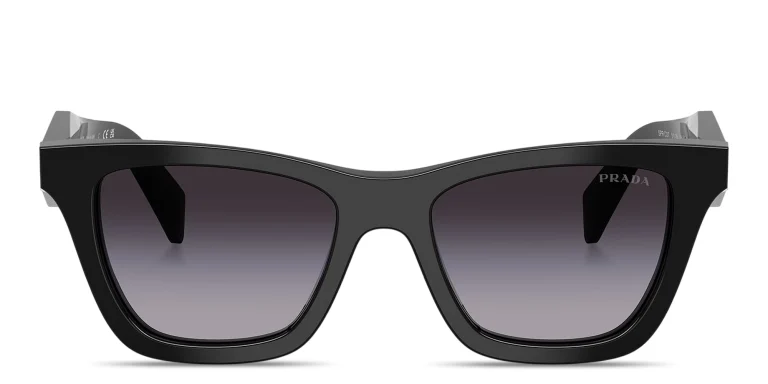 Shop PRADA Logo Signature Butterfly Sunglasses in Black online.