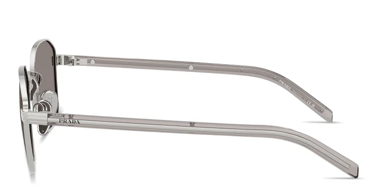 Shop PRADA Logo Signature Square Sunglasses in Silver online.