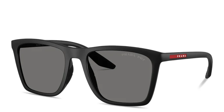 Shop Prada Linea Rossa Logo Signature Pillow Sunglasses in Black online.