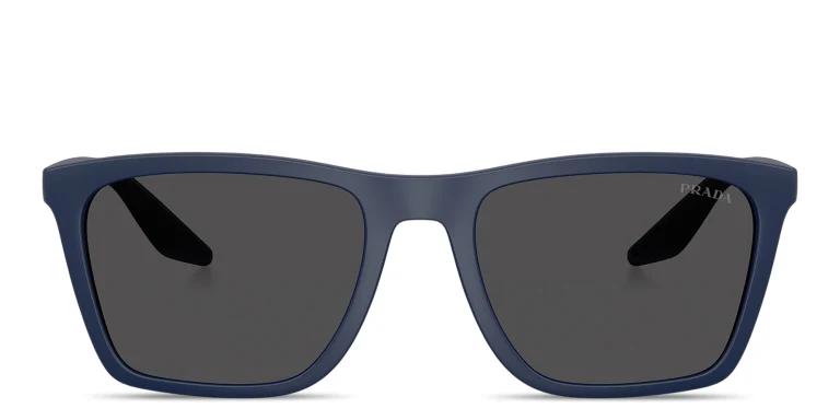 Shop Prada Linea Rossa Logo Signature Pillow Sunglasses in Blue online.