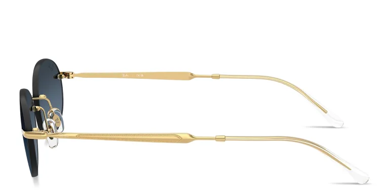 Shop Ray-Ban Logo Signature Unisex Rimless Oval Sunglasses in Gold online.