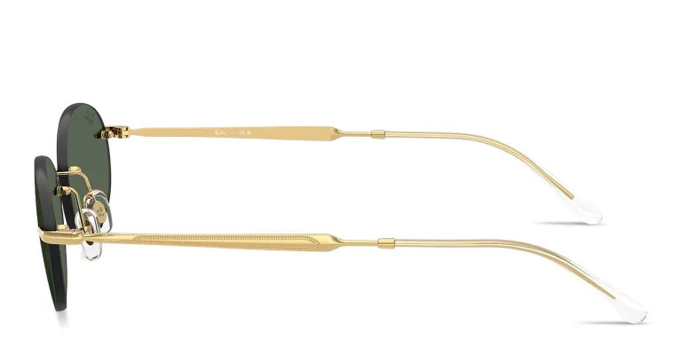 Shop Ray-Ban Logo Signature Unisex Rimless Oval Sunglasses in Gold online.