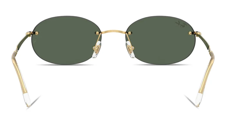 Shop Ray-Ban Logo Signature Unisex Rimless Oval Sunglasses in Gold online.