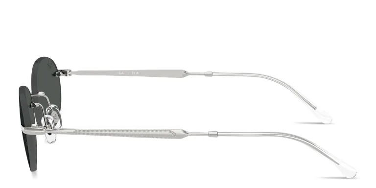 Shop Ray-Ban Logo Signature Unisex Rimless Oval Sunglasses in Silver online.