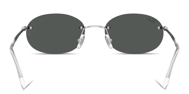 Shop Ray-Ban Logo Signature Unisex Rimless Oval Sunglasses in Silver online.