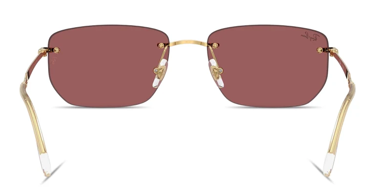 Shop Ray-Ban Logo Signature Unisex Rimless Irregular Sunglasses in Gold online.